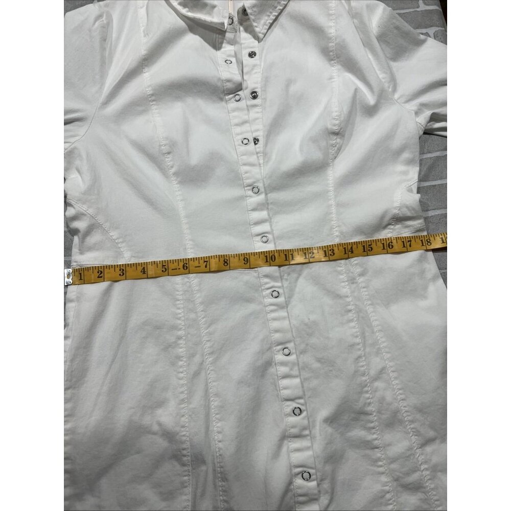 Free People Dress Womens Large White Thea Mini Snap Shirt Dress‎ Open Tunic - Picture 13 of 16